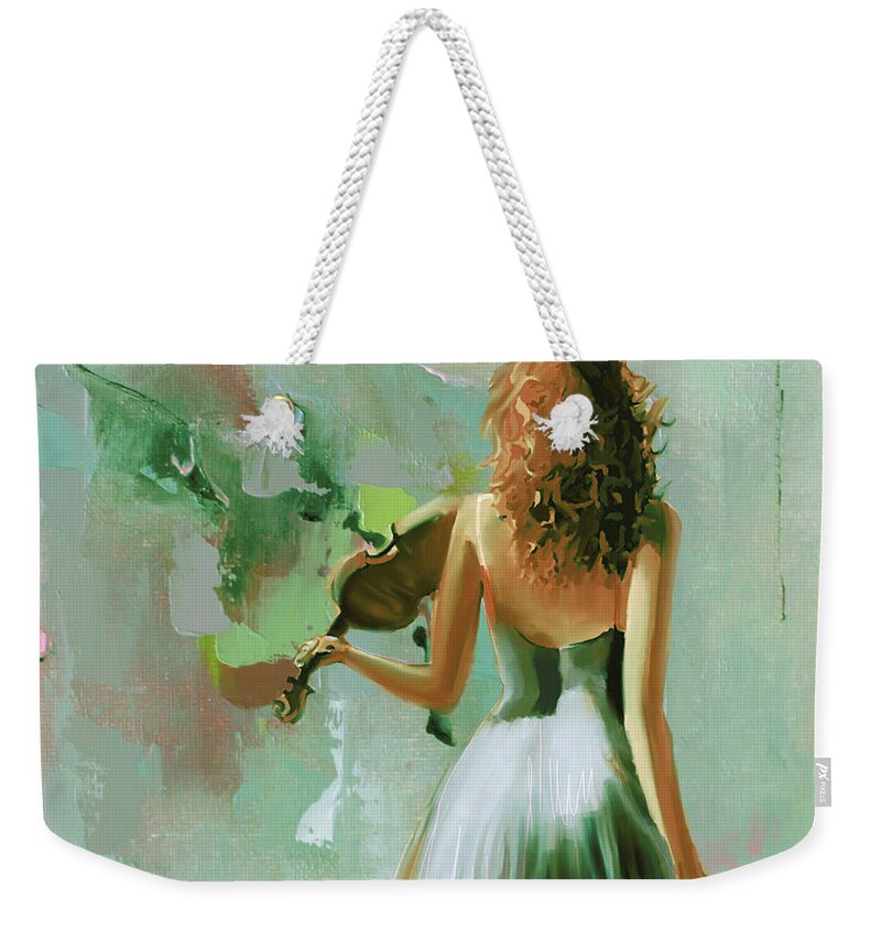 Guitar Weekender Tote Bag featuring the painting Violin Player art 56RR by Gull G