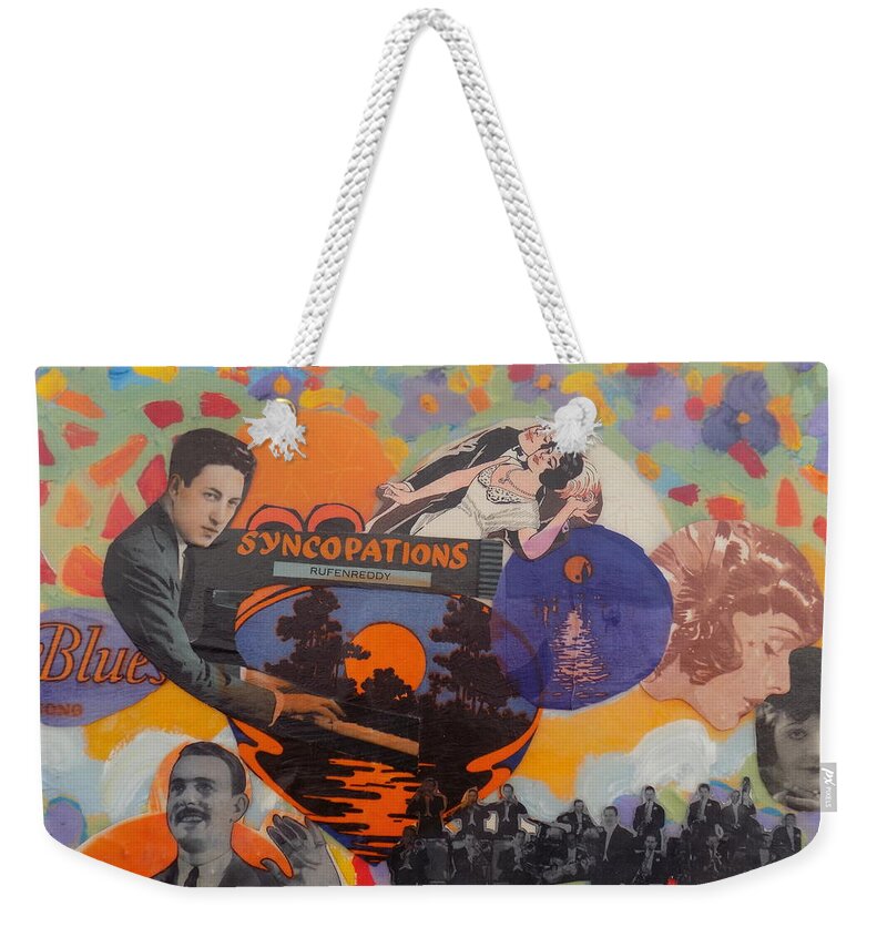 Acrylic Weekender Tote Bag featuring the painting Virgil's Band Played Saturday Night by Rodger Ellingson