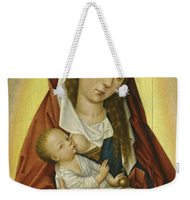 Studio Of Rogier Van Der Weyden Weekender Tote Bag featuring the painting Virgin And Child by Studio of Rogier van der Weyden