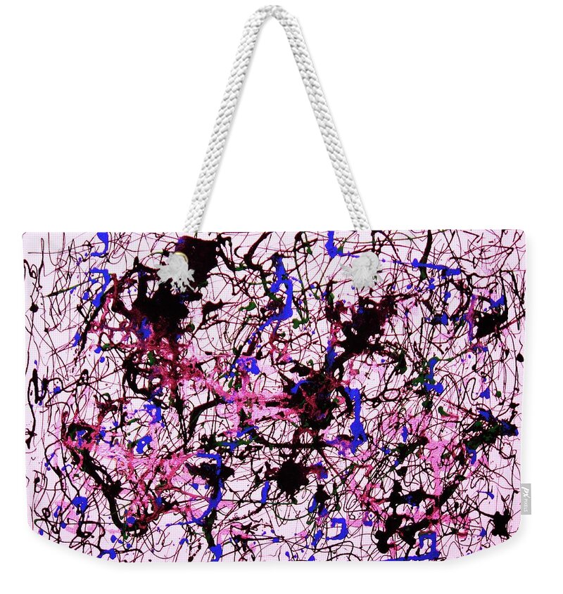 Abstraction Weekender Tote Bag featuring the painting Visible String Theory by Thea Recuerdo