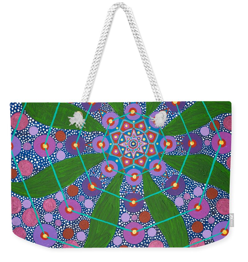 Geometry Weekender Tote Bag featuring the painting Visions of the Amethyst Beyond by Howard Charing