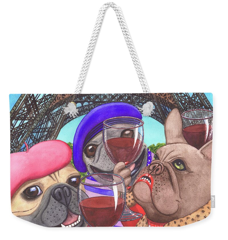 Dog Weekender Tote Bag featuring the painting Viva La France by Catherine G McElroy