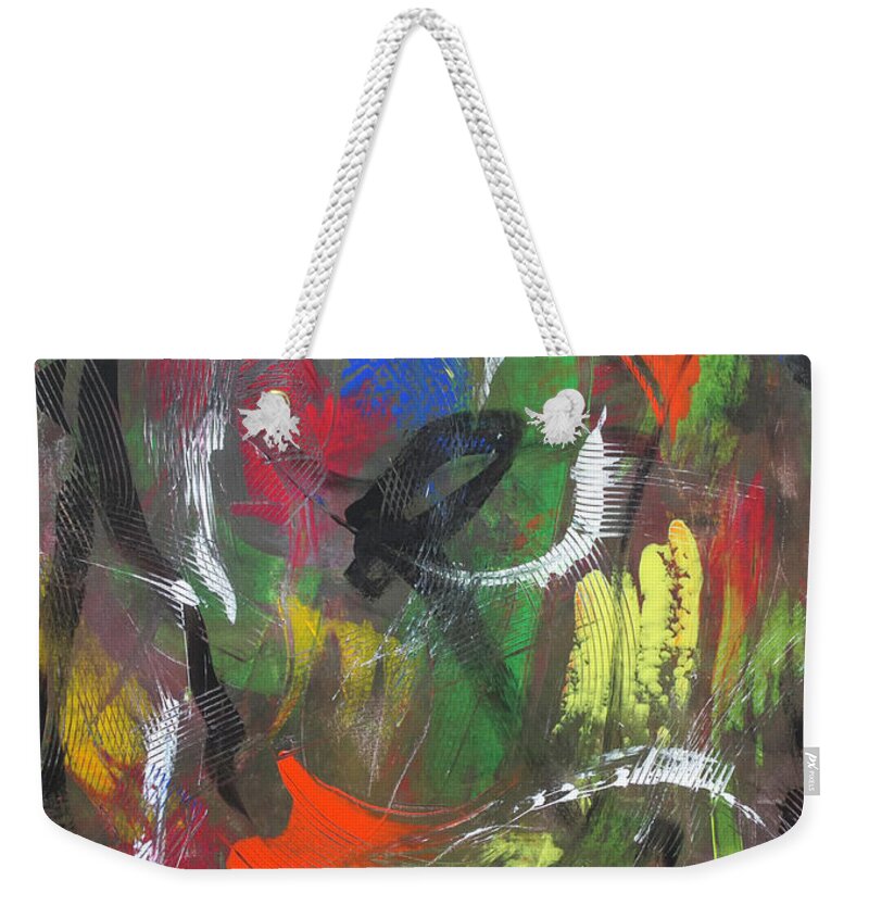Julius Has Always Been Drawn To Weekender Tote Bag featuring the painting Voidal Extraction by Julius Hannah