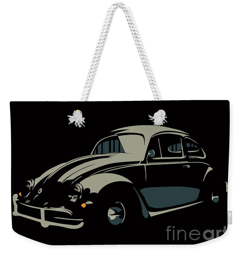 Bug Weekender Tote Bag featuring the digital art VW beatle by Sassan Filsoof