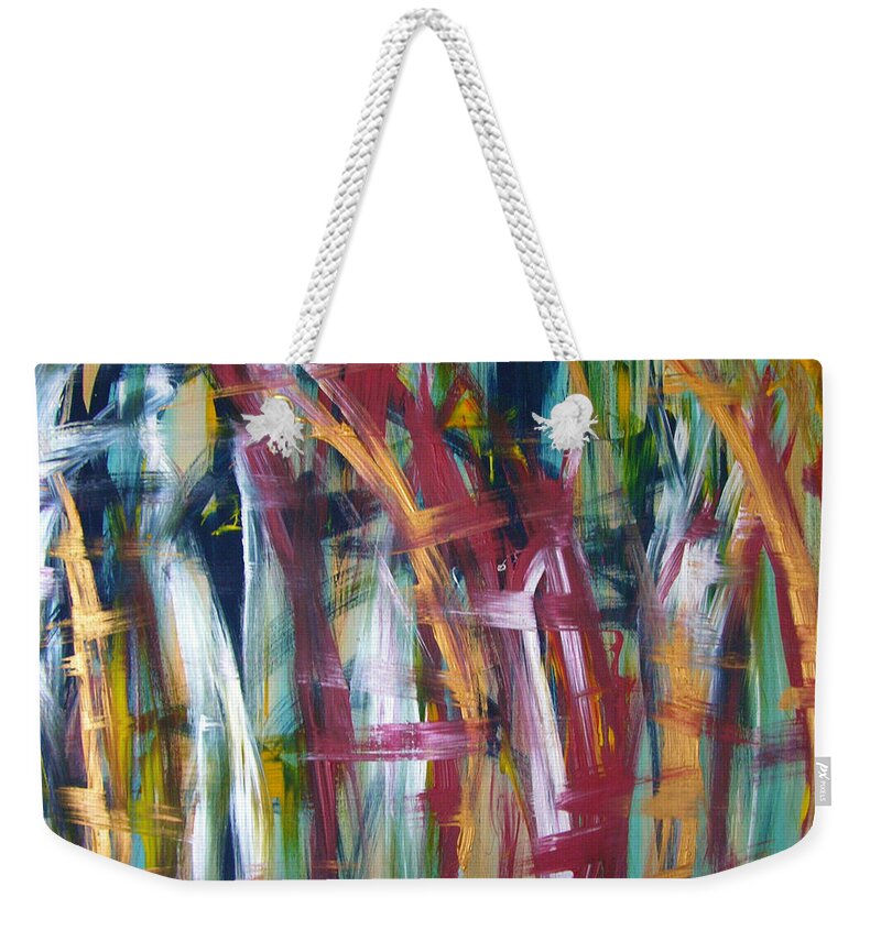 Abstract Artwork Weekender Tote Bag featuring the painting W34 - luvu by KUNST MIT HERZ Art with heart