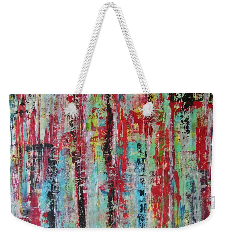 Abstract Painting Weekender Tote Bag featuring the painting W41 - missu IV by KUNST MIT HERZ Art with heart