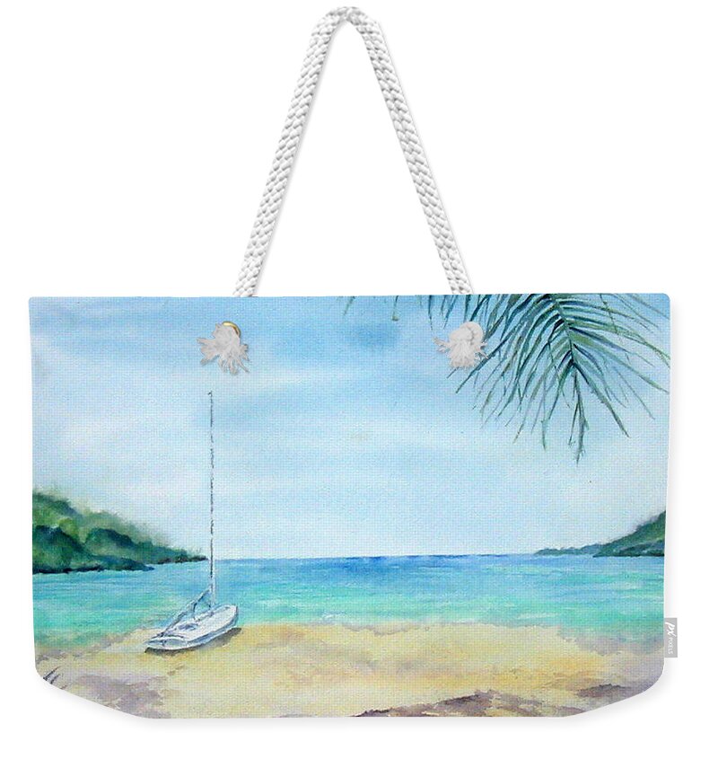 Beach Weekender Tote Bag featuring the painting Waiting for a Sailor by Diane Kirk