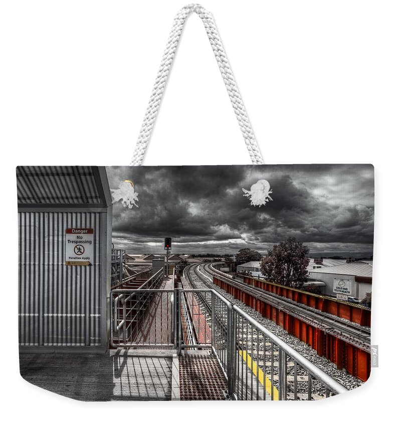 Railway Weekender Tote Bag featuring the photograph Waiting for a Train by Wayne Sherriff