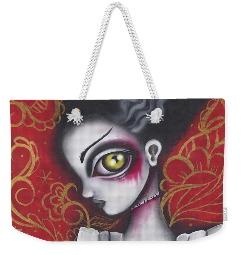 Halloween Weekender Tote Bag featuring the painting Waiting for Frankenstein by Abril Andrade