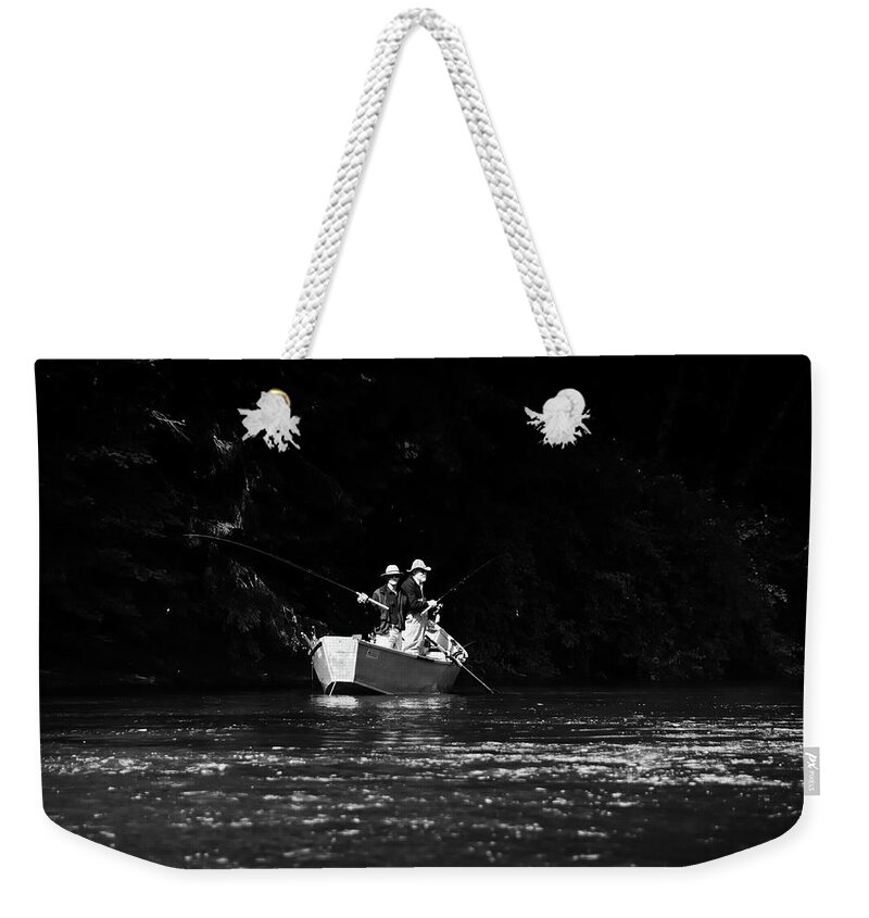 Angler Weekender Tote Bag featuring the photograph Waiting for our turn by Debra Baldwin