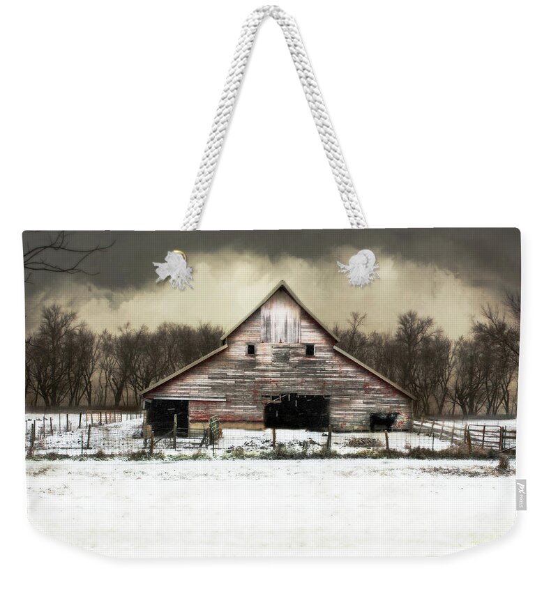 Barn Weekender Tote Bag featuring the photograph Waiting for the Storm to Pass by Julie Hamilton