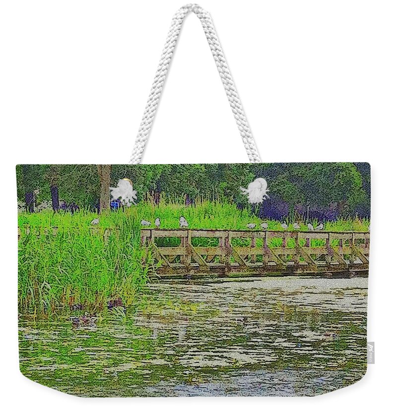 Pond Weekender Tote Bag featuring the digital art Waiting by Lessandra Grimley