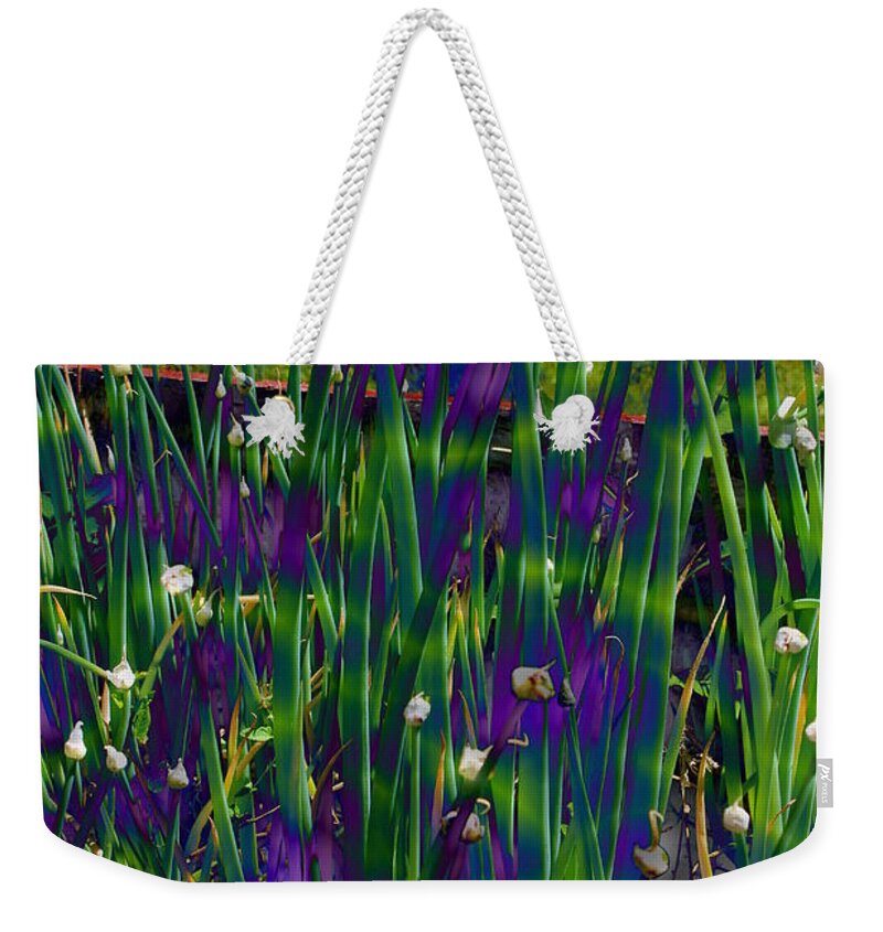 Walking Onions Weekender Tote Bag featuring the photograph Walking onions by Jean Evans