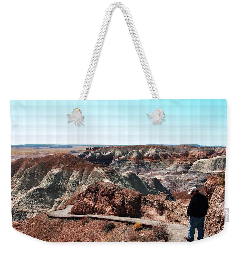 Travel Weekender Tote Bag featuring the photograph Walking through The Painted Desert by Mary Capriole