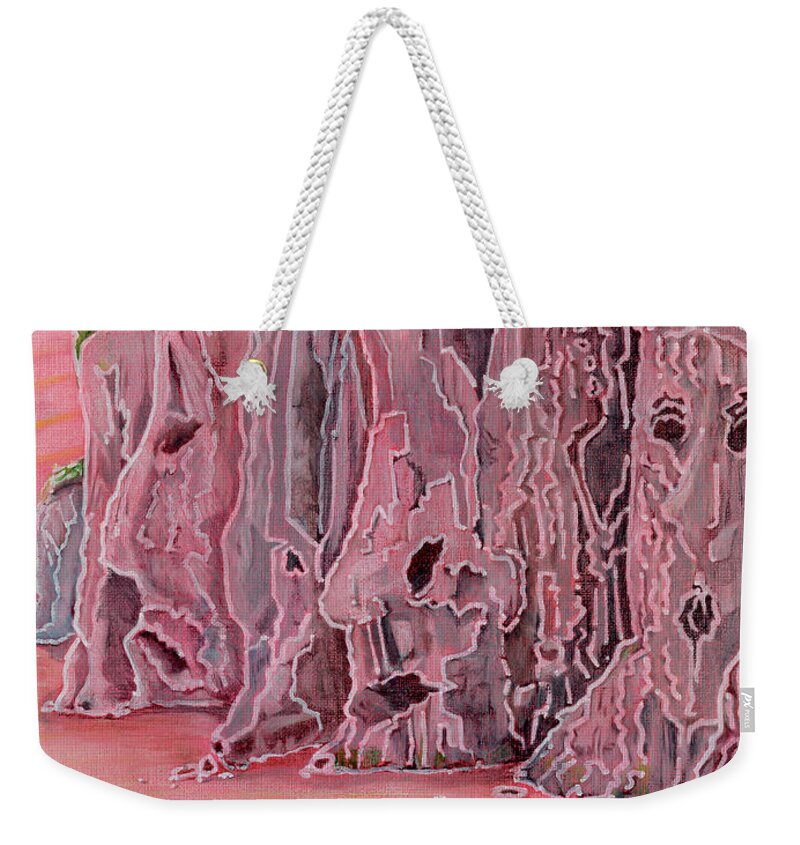 Seascape Weekender Tote Bag featuring the painting Walking to Winding Bay by Amelia Stephenson at Ameliaworks