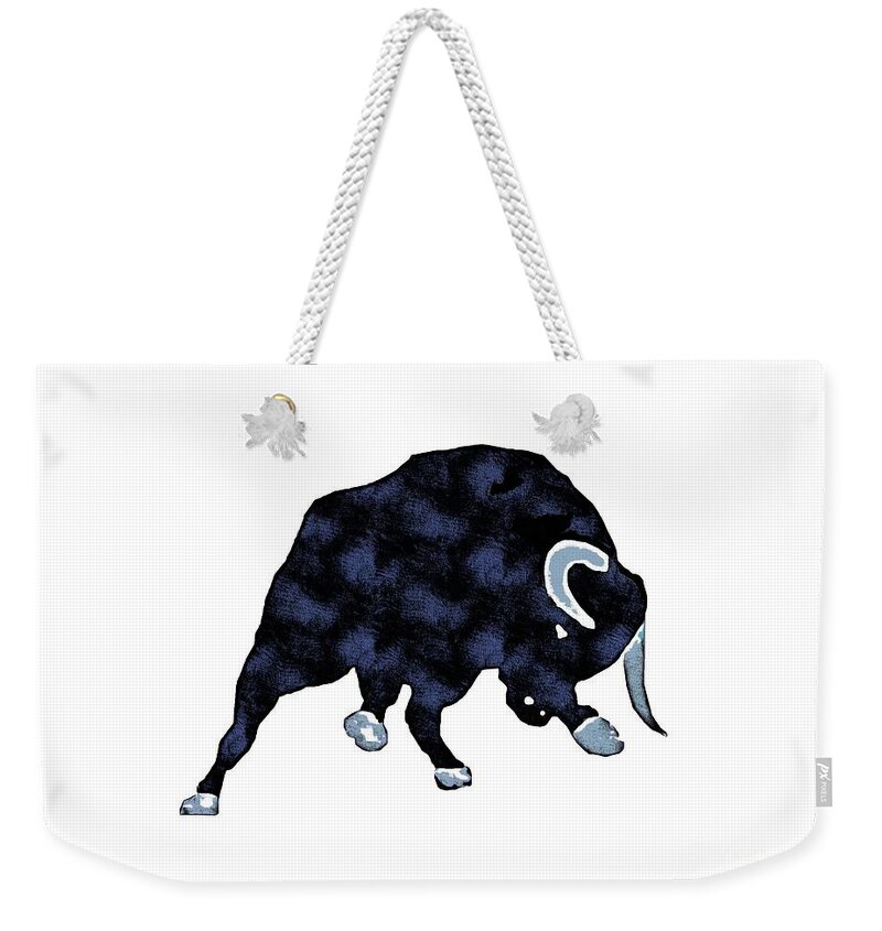 Painting Weekender Tote Bag featuring the painting Wall Street Bull Market Series 1 t-shirt by Edward Fielding