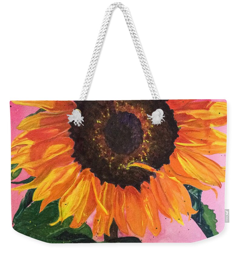 Sunflower Weekender Tote Bag featuring the painting Wantcha by Nila Jane Autry