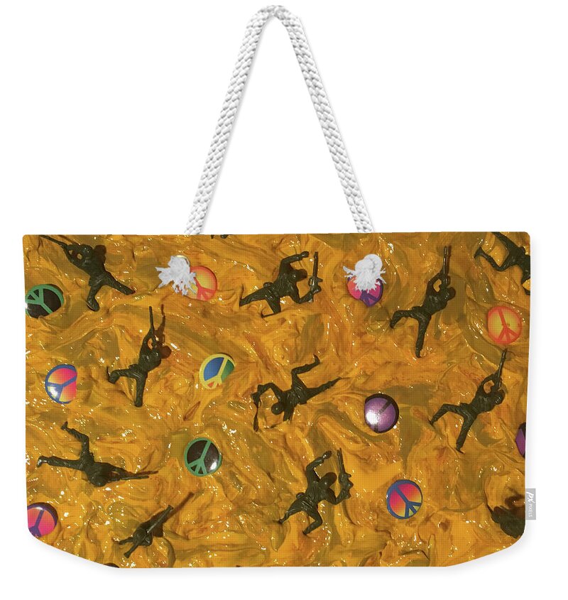 Toy Soldiers Weekender Tote Bag featuring the painting War and Peace by Thomas Blood