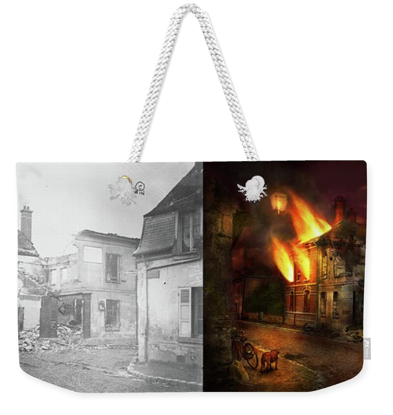 Dog Weekender Tote Bag featuring the photograph War - WWI - Not fit for man or beast 1910 - Side by Side by Mike Savad