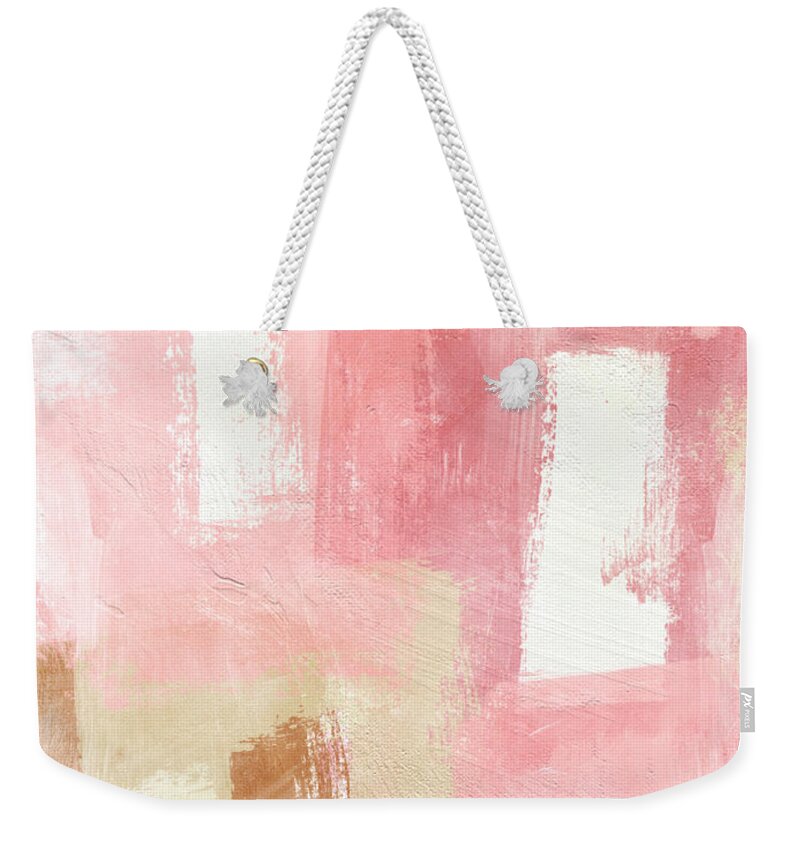 Abstract Painting Weekender Tote Bag featuring the painting Warm Spring 2- Abstract Art by Linda Woods by Linda Woods