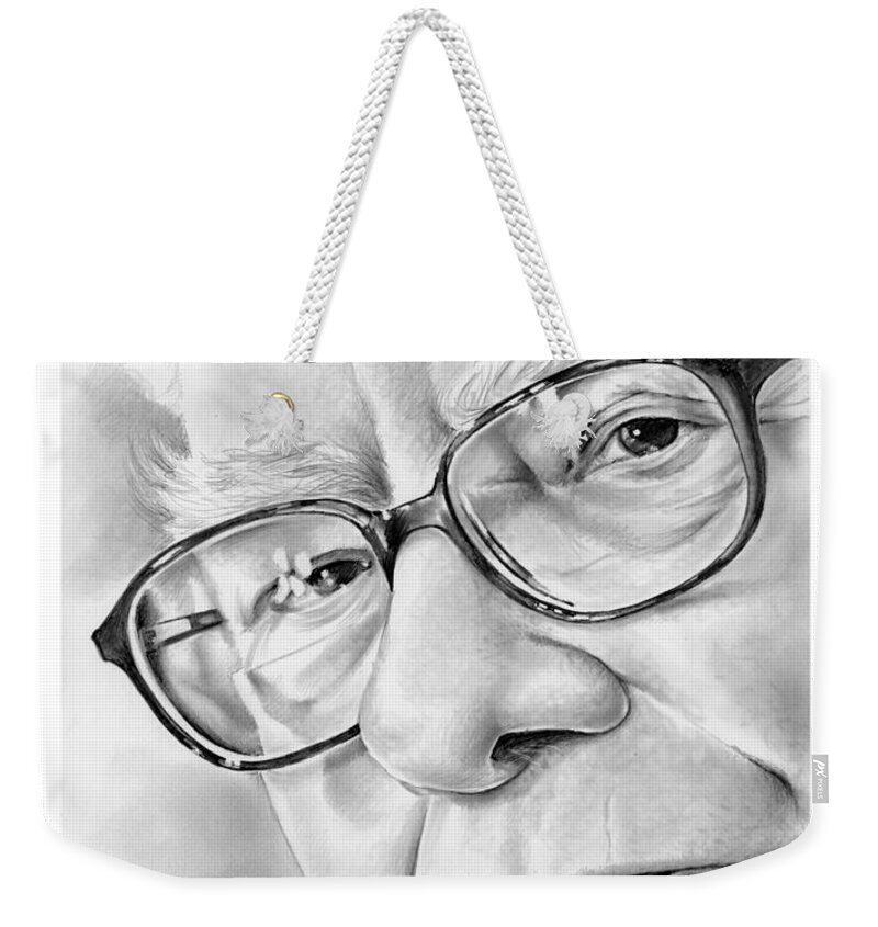 Warren Buffett Weekender Tote Bag featuring the drawing Warren Buffett by Greg Joens