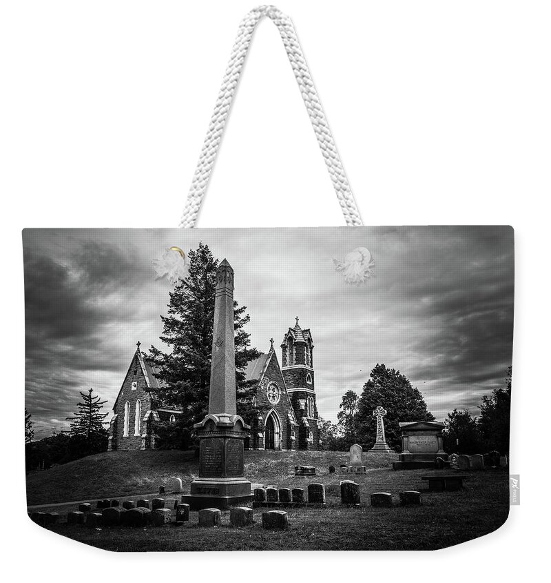 Black And White Weekender Tote Bag featuring the photograph Warren Family Chapel by Kevin Craft
