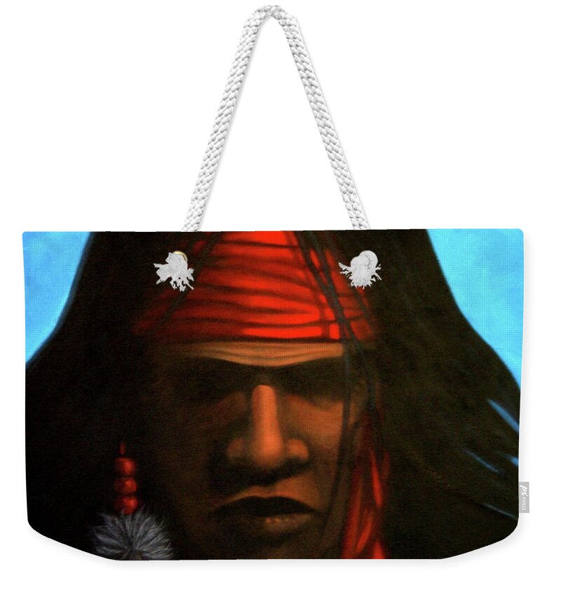 Native American Weekender Tote Bag featuring the painting Warrior by Lance Headlee