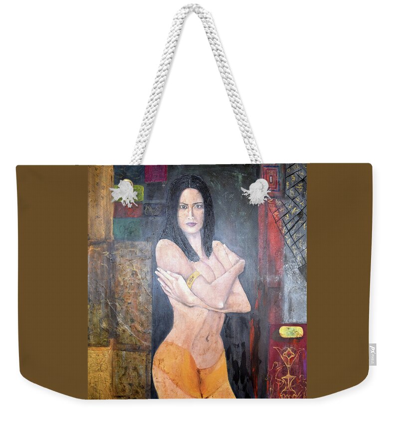 Woman Weekender Tote Bag featuring the painting Warrior by Toni Willey