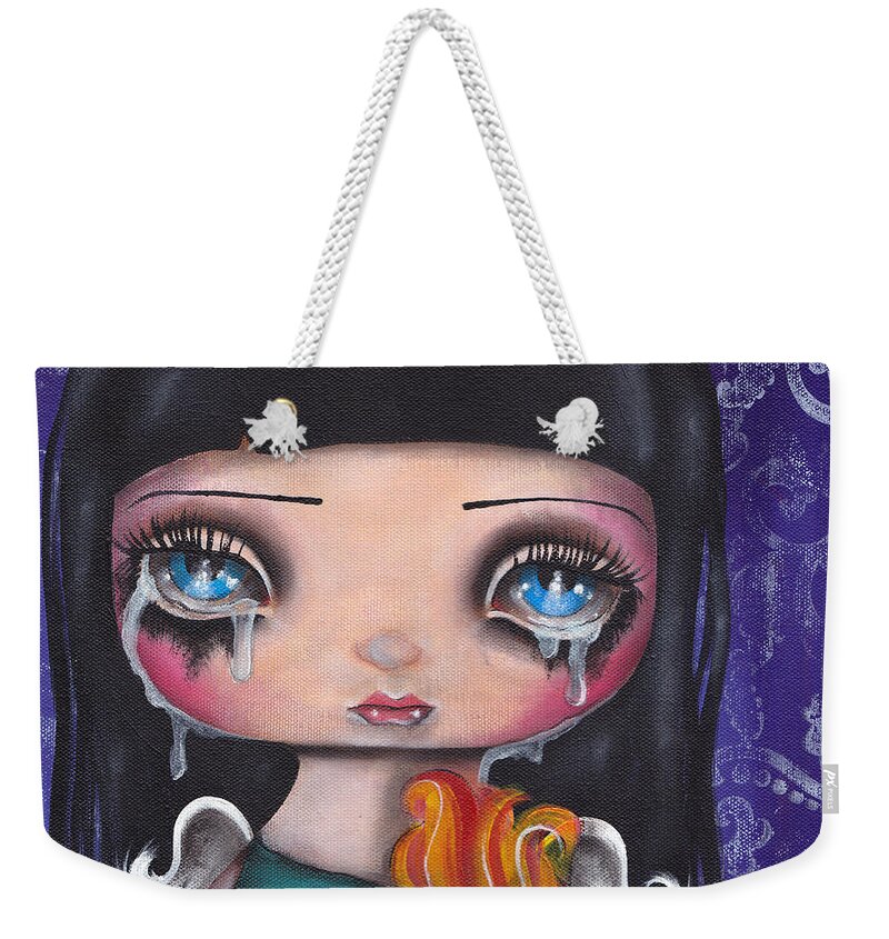 Angel Weekender Tote Bag featuring the painting Wash Away my Tears by Abril Andrade