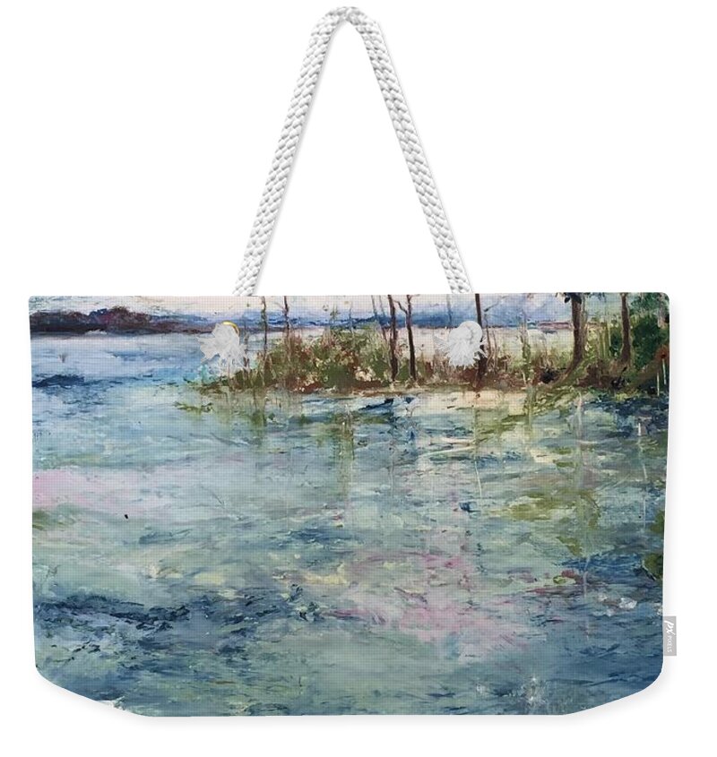 Lake Weekender Tote Bag featuring the painting Washed By the Waters Series by Robin Miller-Bookhout