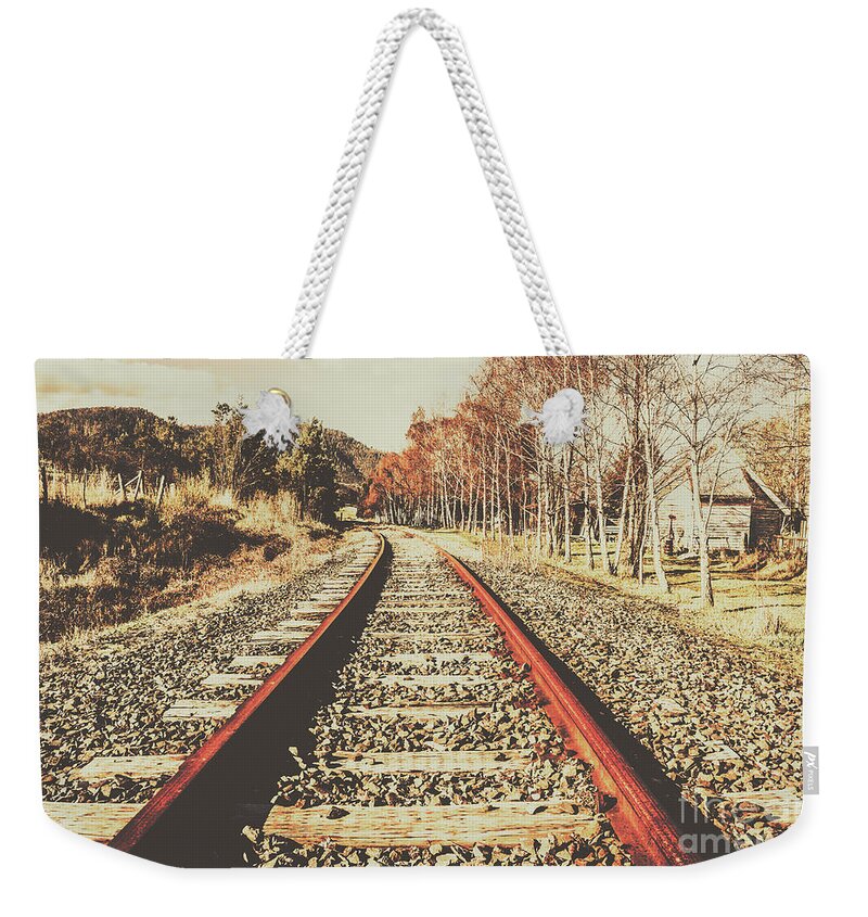 Railway Weekender Tote Bag featuring the photograph Washed out lines by Jorgo Photography