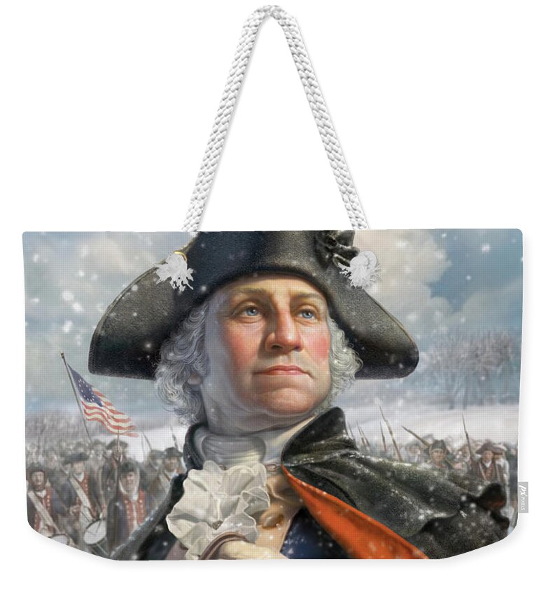 George Washington Weekender Tote Bag featuring the digital art Washington At Valley Forge by Mark Fredrickson