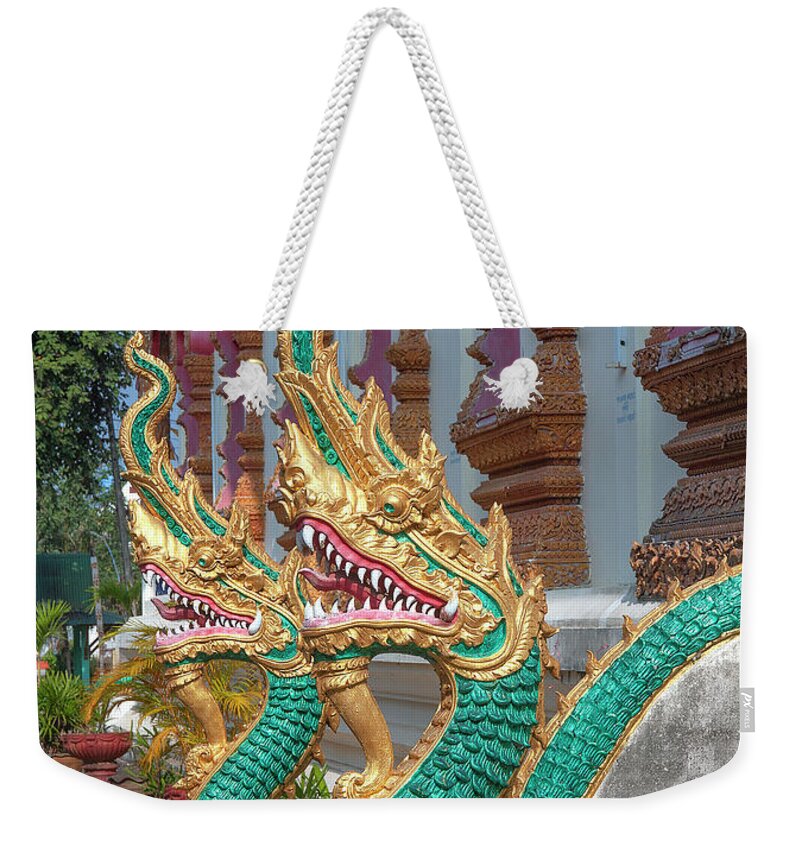 Scenic Weekender Tote Bag featuring the photograph Wat Nam Phueng Phra Wihan Naga Guardians DTHLA0007 by Gerry Gantt