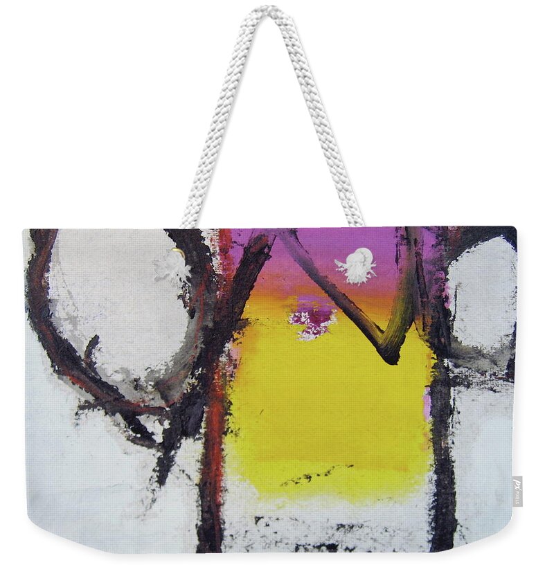 Abstract Paintings Weekender Tote Bag featuring the painting Watch And Listen by Cliff Spohn