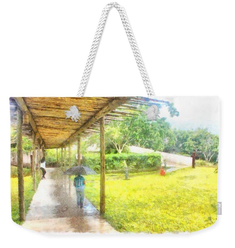 Girl Weekender Tote Bag featuring the photograph Watching the rain by Ashish Agarwal
