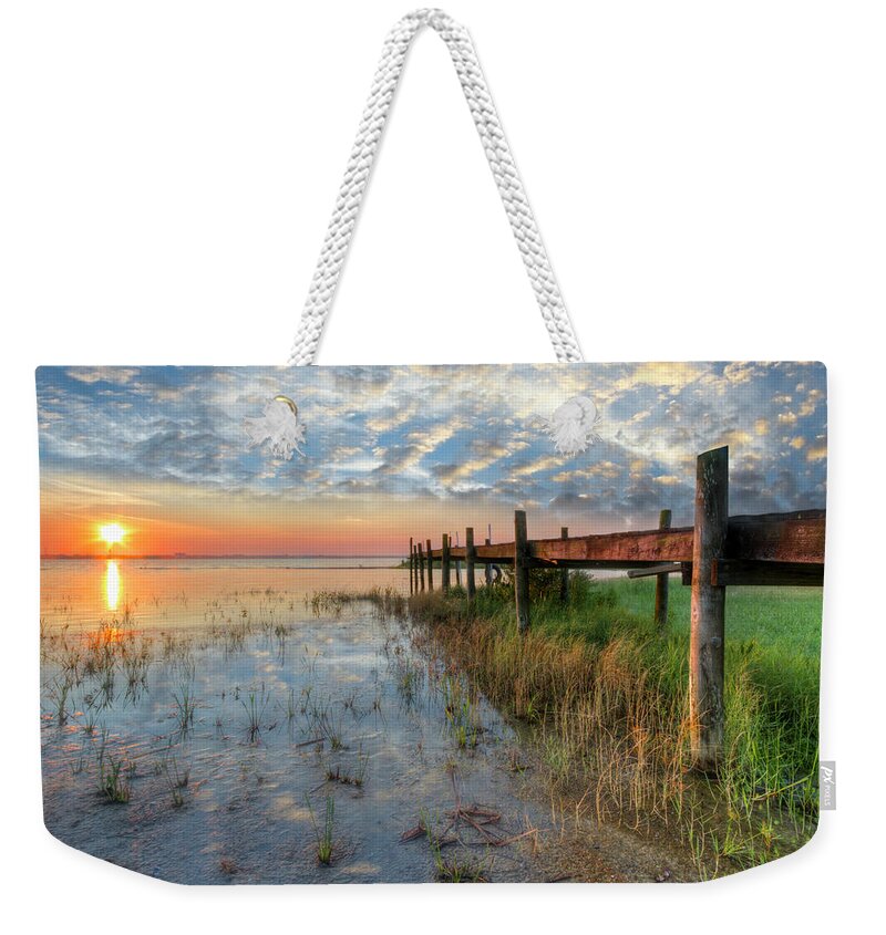 Clouds Weekender Tote Bag featuring the photograph Watching the Sun Rise by Debra and Dave Vanderlaan