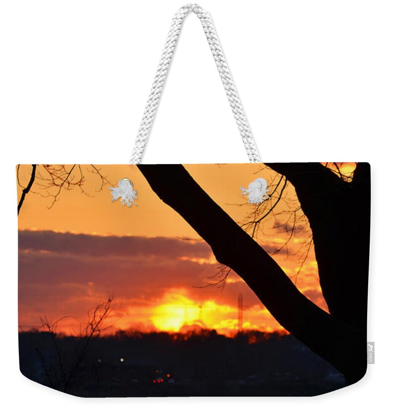 Salem Weekender Tote Bag featuring the photograph Watching the Sunset at the Salem Willows by Toby McGuire