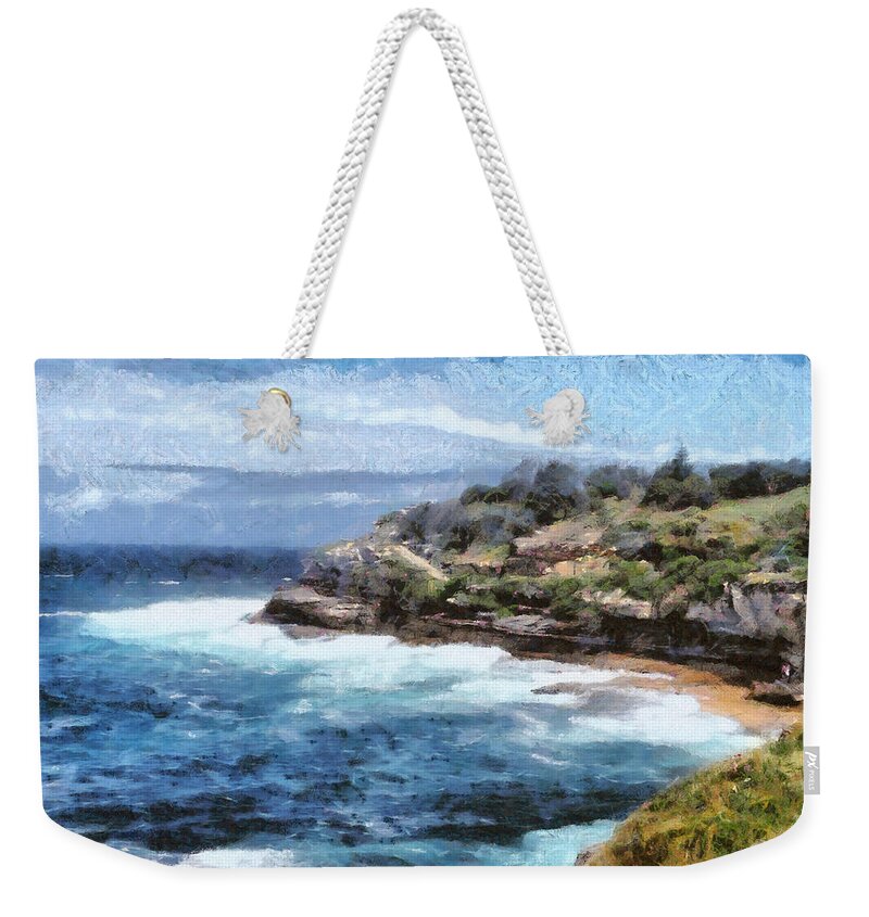 Australia Weekender Tote Bag featuring the photograph Water cove with rocky cliffs by Ashish Agarwal