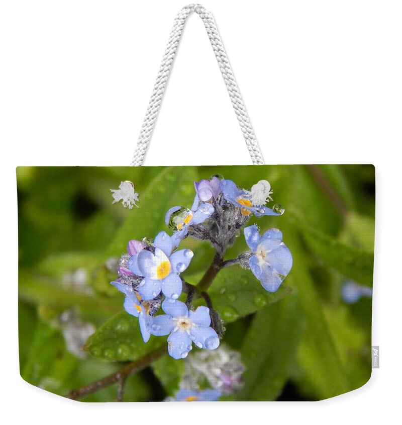 Flower Weekender Tote Bag featuring the photograph Water Drops by Gallery Of Hope 