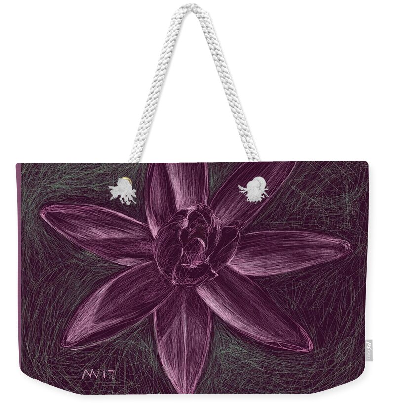 Water Lily Weekender Tote Bag featuring the digital art Water Lily by AnneMarie Welsh