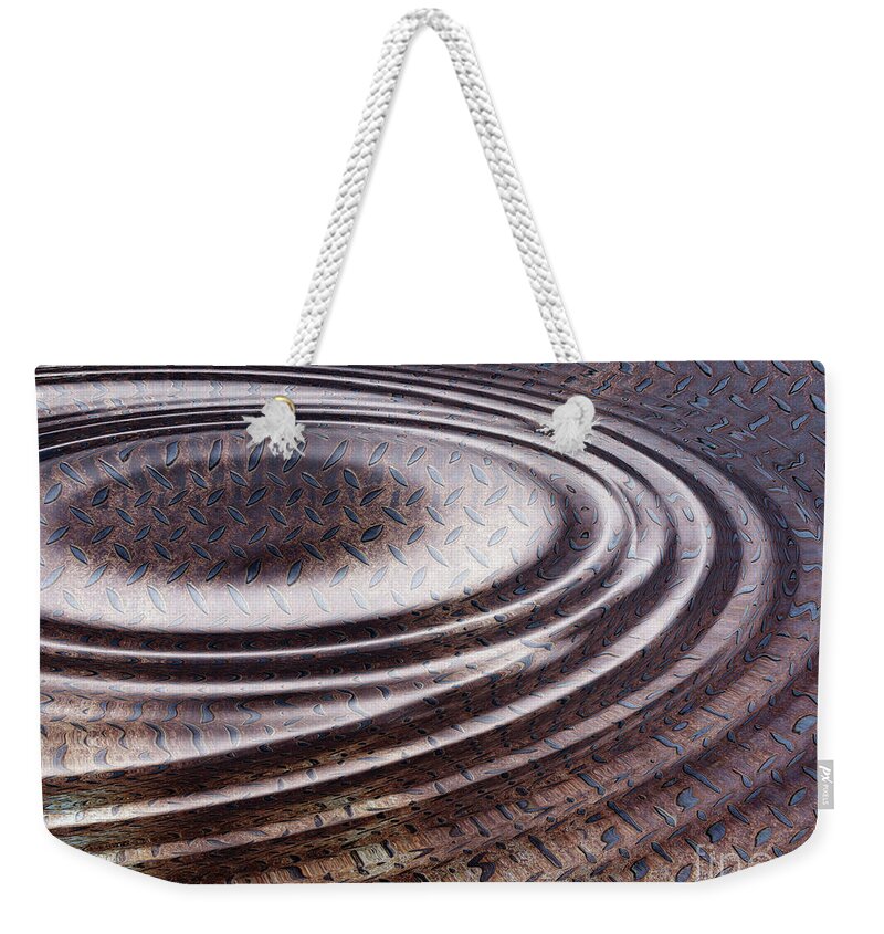 Wave Weekender Tote Bag featuring the digital art Water ripple on rusty steel plate by Michal Boubin