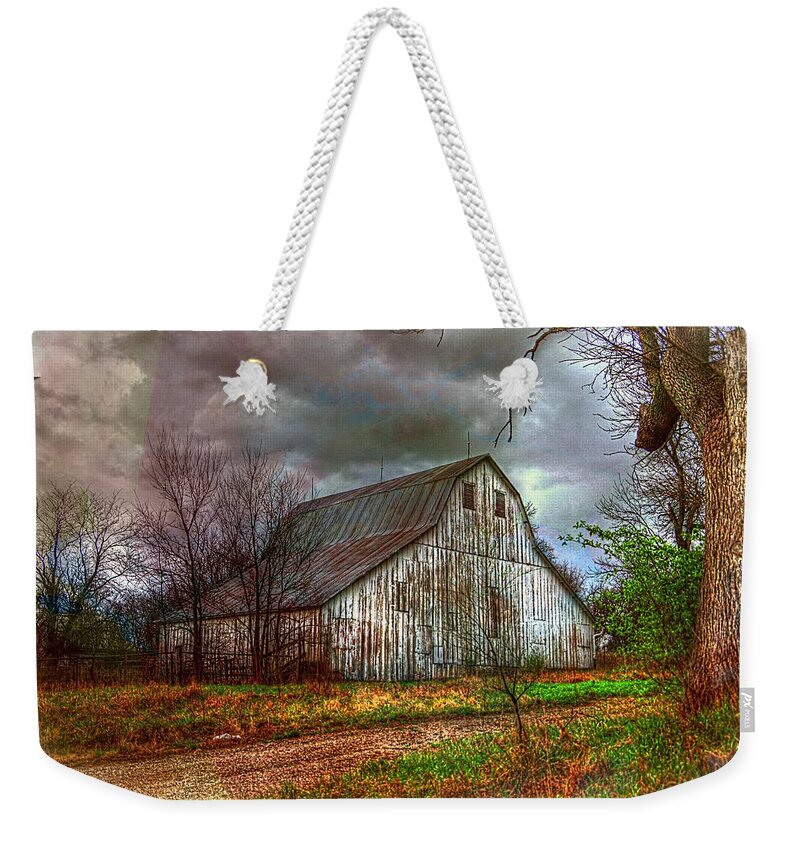 Colorful Sky Weekender Tote Bag featuring the photograph Watercolor Barn 2 by Karen McKenzie McAdoo
