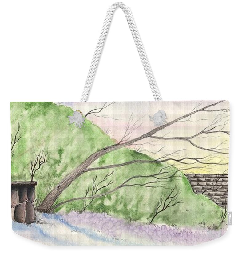 Barn Weekender Tote Bag featuring the painting Watercolor barn by Darren Cannell