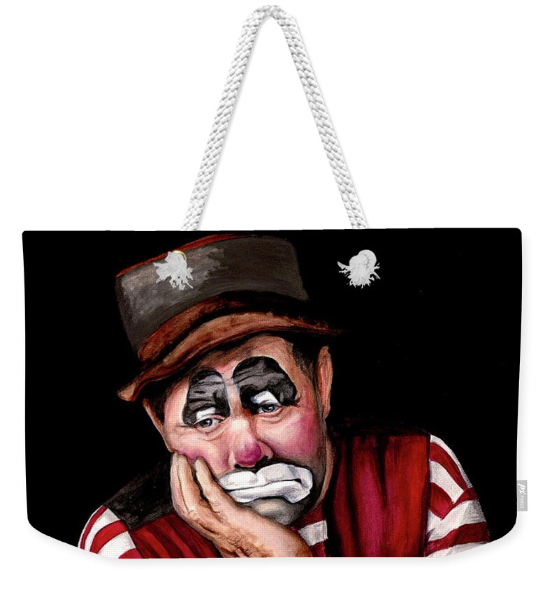 Watercolor Weekender Tote Bag featuring the painting Watercolor Clown #28 Jim Howle by Patty Vicknair