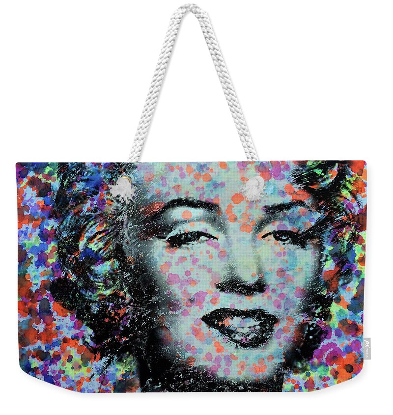Celebrity Weekender Tote Bag featuring the painting Watercolor Marilyn by Robert R Splashy Art Abstract Paintings