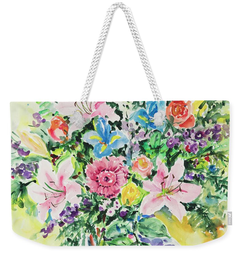 Flowers Weekender Tote Bag featuring the painting Watercolor Series 112 by Ingrid Dohm