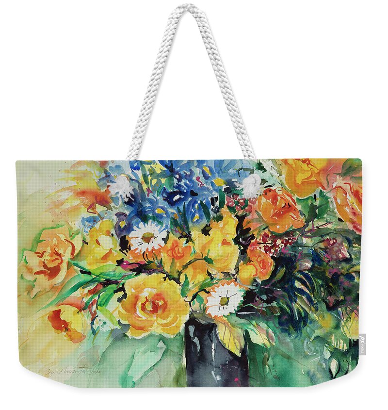 Floral Weekender Tote Bag featuring the painting Watercolor Series 34 by Ingrid Dohm