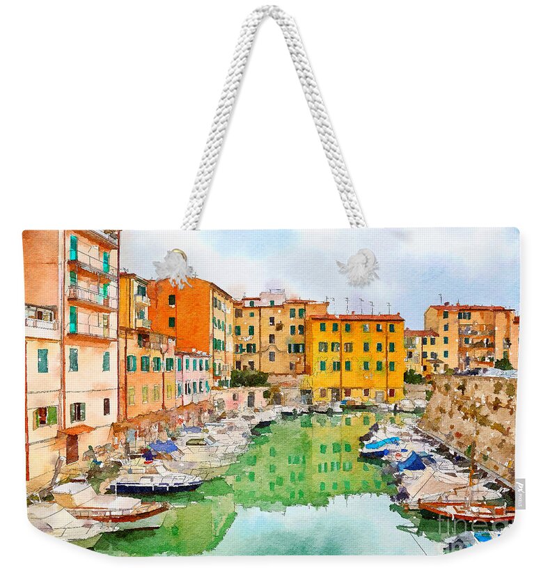 Italy Weekender Tote Bag featuring the digital art Watercolor Style by Ariadna De Raadt