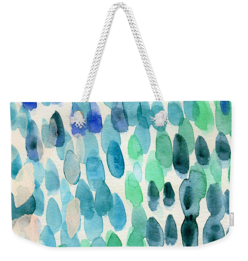 Water Weekender Tote Bag featuring the painting Waterfall 2- Abstract Art by Linda Woods by Linda Woods