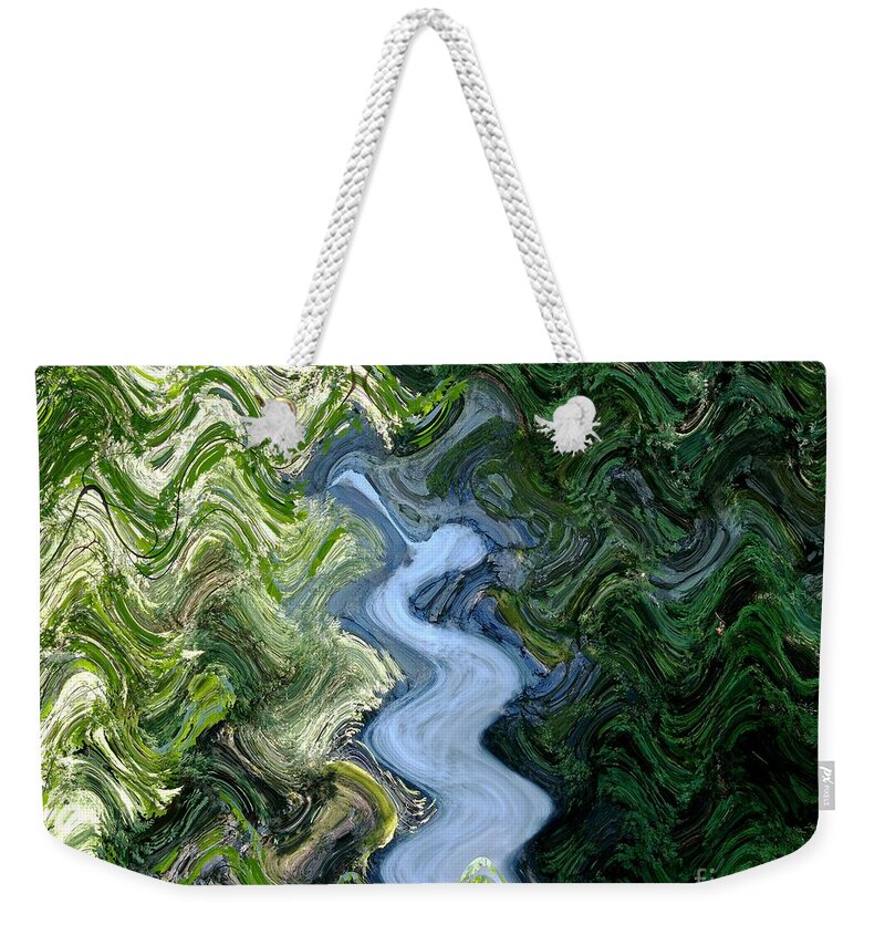 Waterfall Weekender Tote Bag featuring the digital art Waterfall Abstract by Sharon Talson